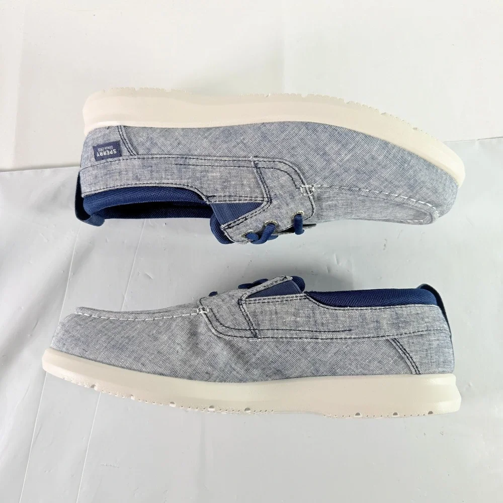 Sperry Bowrider Plushstep 3-Eye Mens Boat Shoe Chambray Navy Size 9.5 W STS24438
